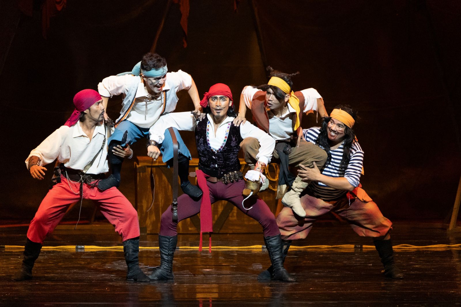 Captain Hook and his crew bring mischief to the stage, creating moments of both humour and chaos
