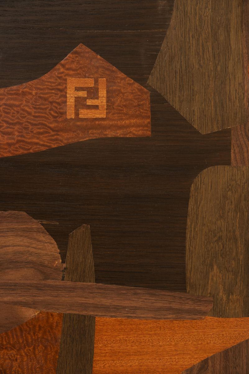 Within the patchwork is Fendi’s signature FF logo motif