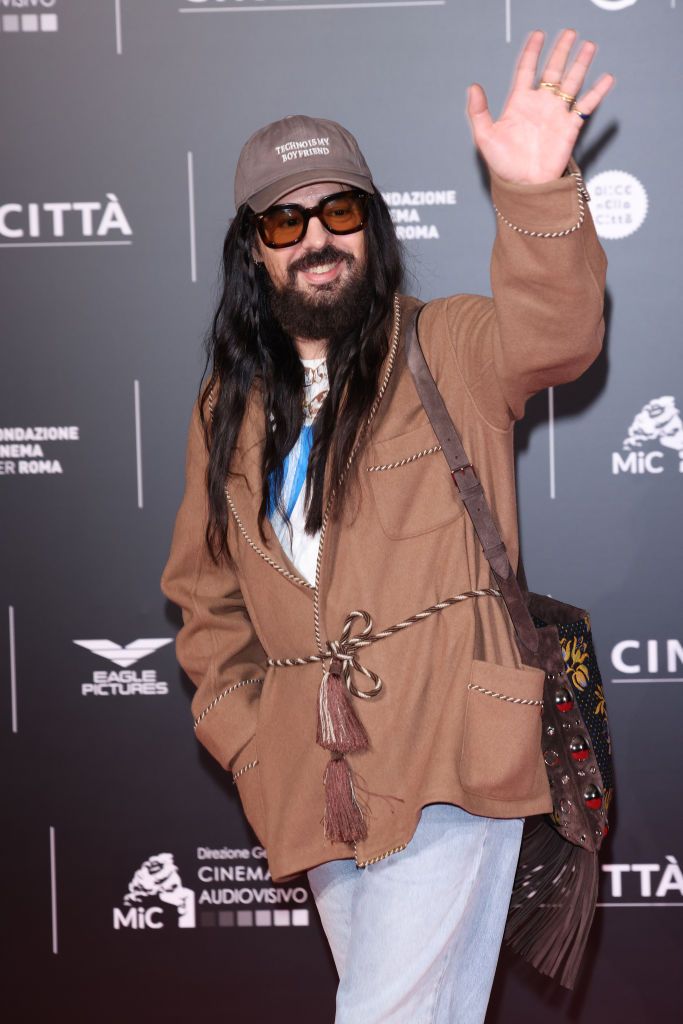 ROME, ITALY - OCTOBER 14: Italian fashion designer and creative director of Valentino, Alessandro Michele attends the "Megalopolis" Pre-Opening Red Carpet Of The 19th Rome Film Festival And 22nd Alice Nella Città at Cinecittà on October 14, 2024 in Rome, Italy. (Photo by Franco Origlia/Getty Images)