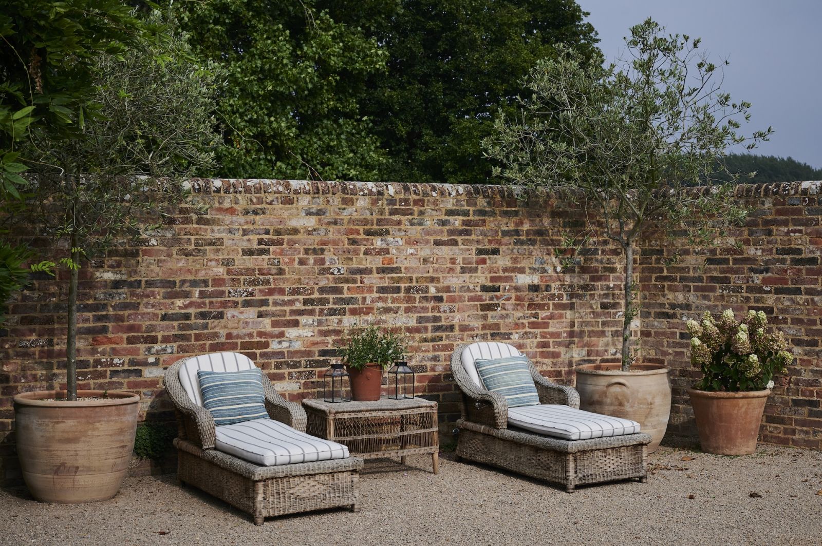 The daybeds in the garden, perfect for guests to lounge on