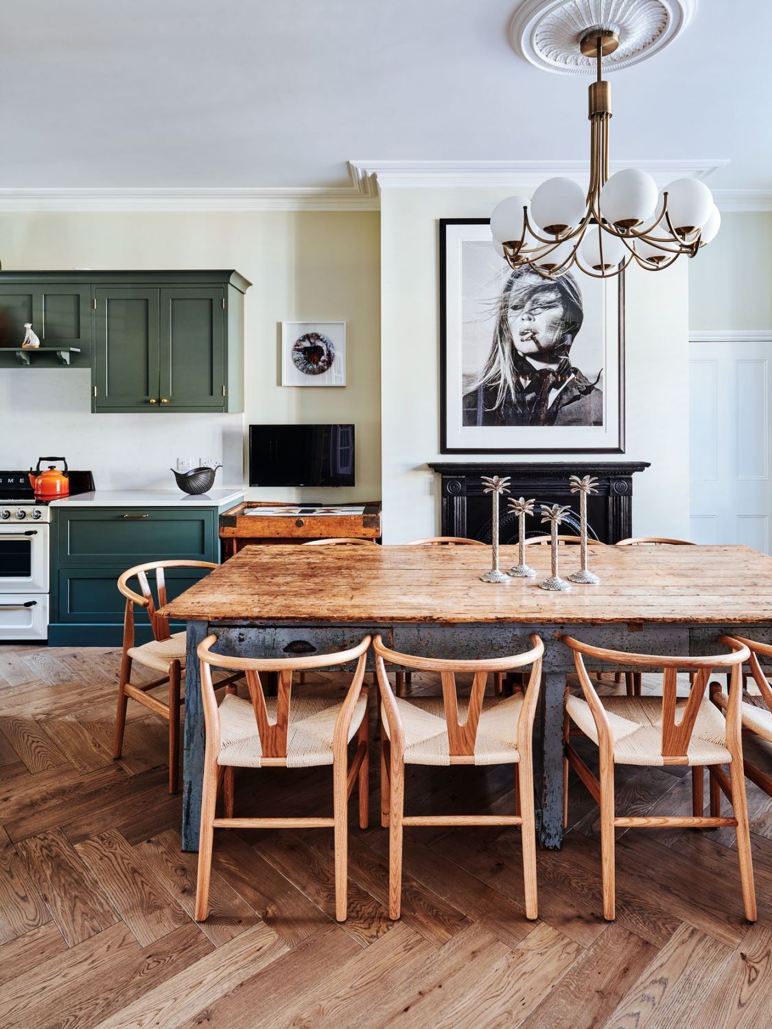 The 130-year-old dining table sourced from a Glasgow accountant’s office (Photo: Ingrid Rasmussen)