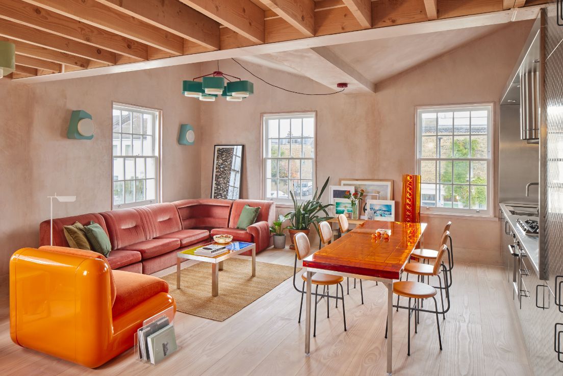 Bold colours in the open-plan one-bedroom apartment (Photo: Edmund Dabney)