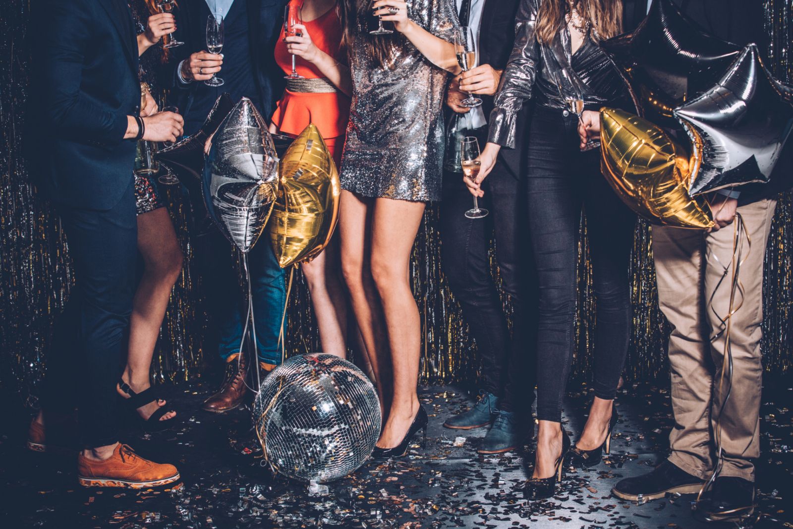 Gruoup of friends celebrating New Year's eve.