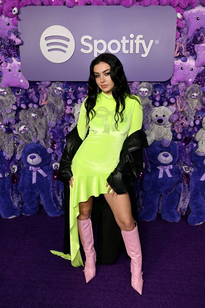 LOS ANGELES, CALIFORNIA - DECEMBER 01: Charli XCX arrives as Spotify hosts the 2022 Wrapped Playground Event featuring Charli XCX at Goya Studios on December 01, 2022 in Los Angeles, California. (Photo by Michael Kovac/Getty Images for Spotify)