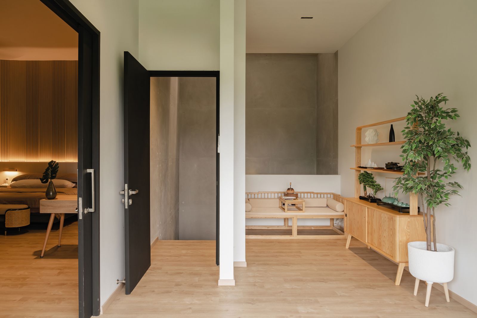 This second-level nook is now a cosy seating area