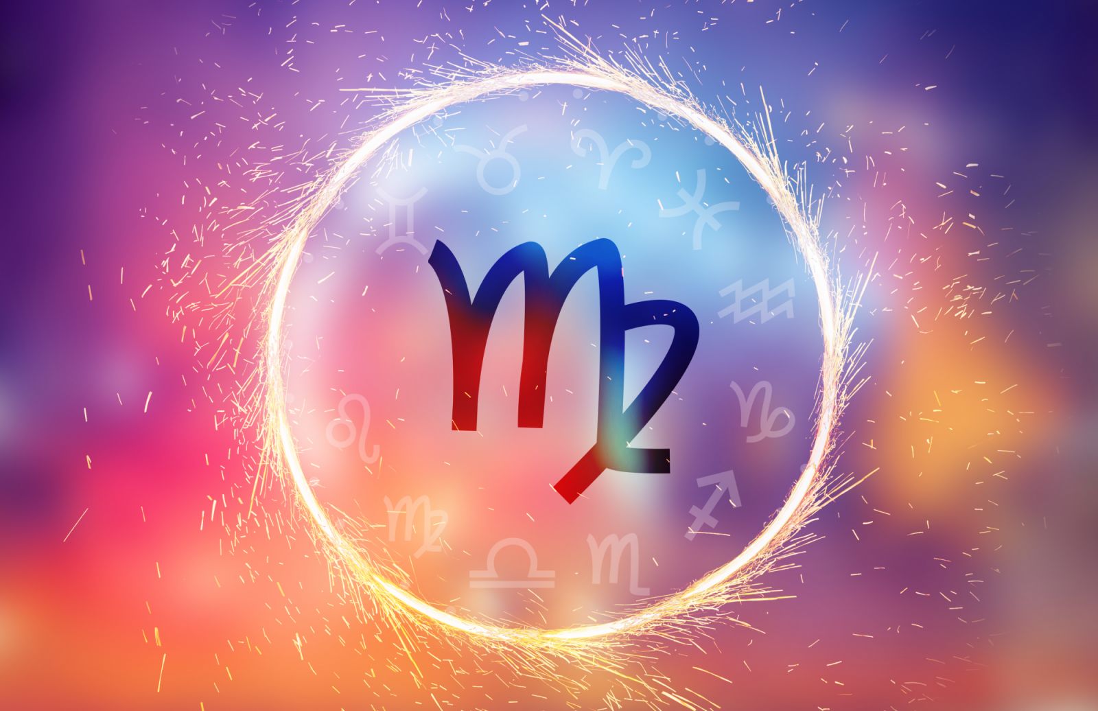 Virgo symbol on a colorful background light