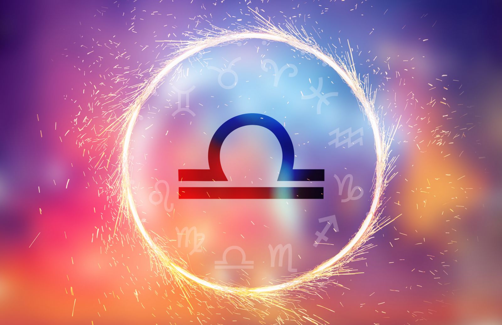 Libra symbol on a colorful background light