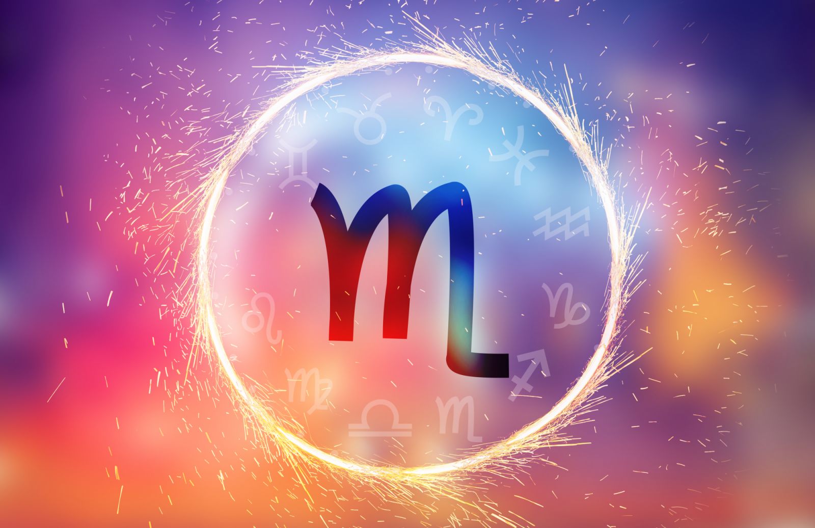 Scorpio symbol on a colorful background light