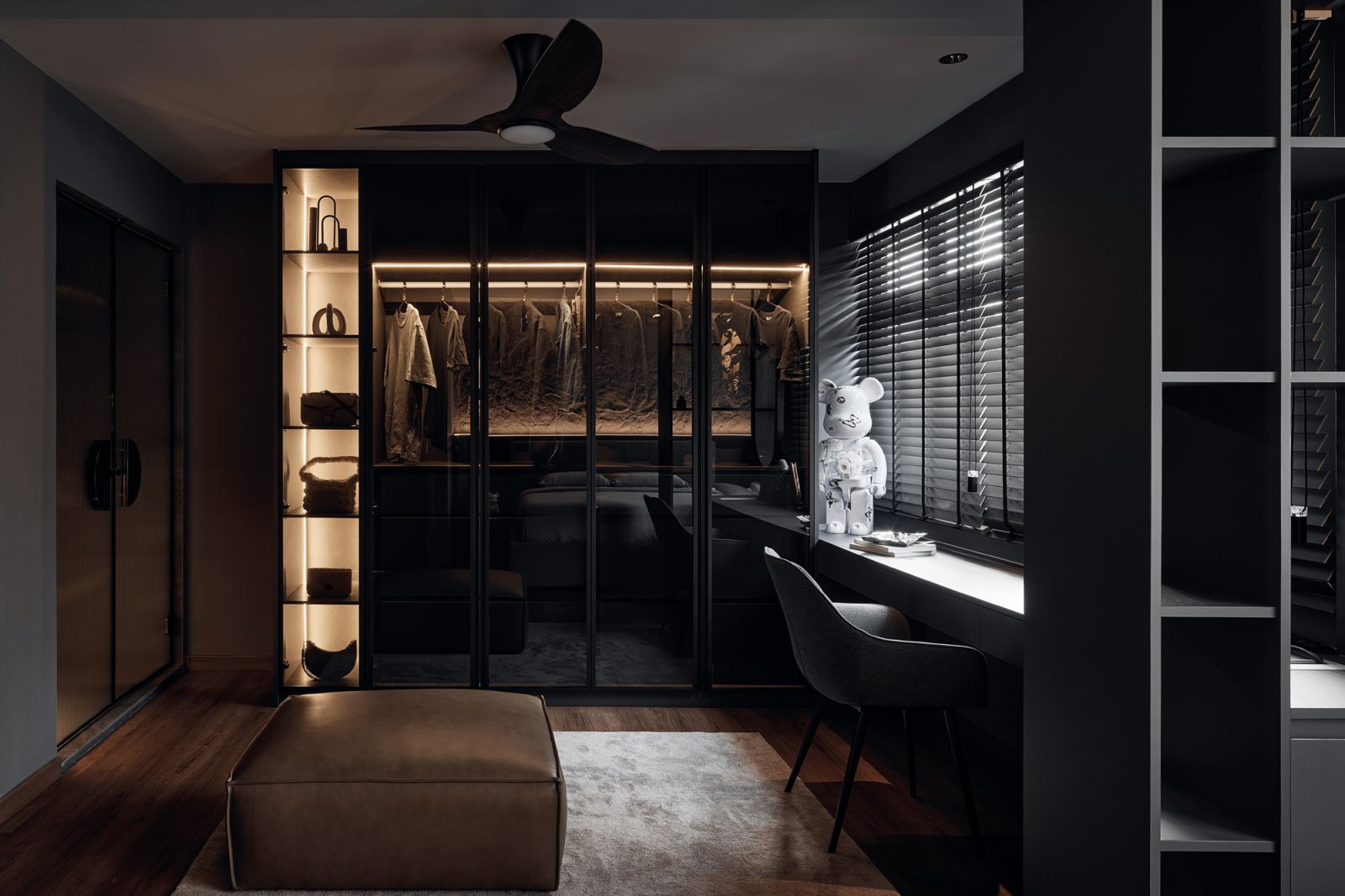 The wardrobe is a functional as well as aesthetic addition to the bedroom