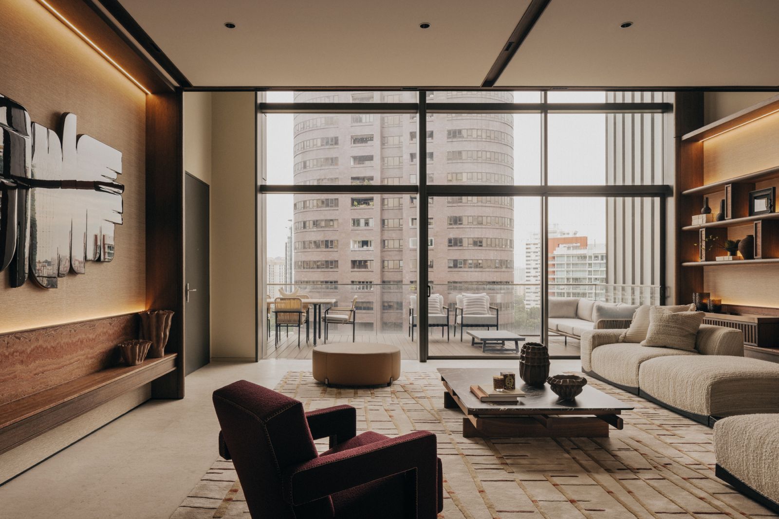 The expansive living space boasts unspoilt skyline views