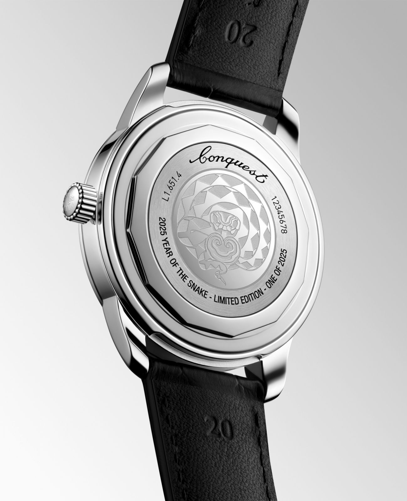 The caseback of Longines Conquest Heritage Year of the Snake