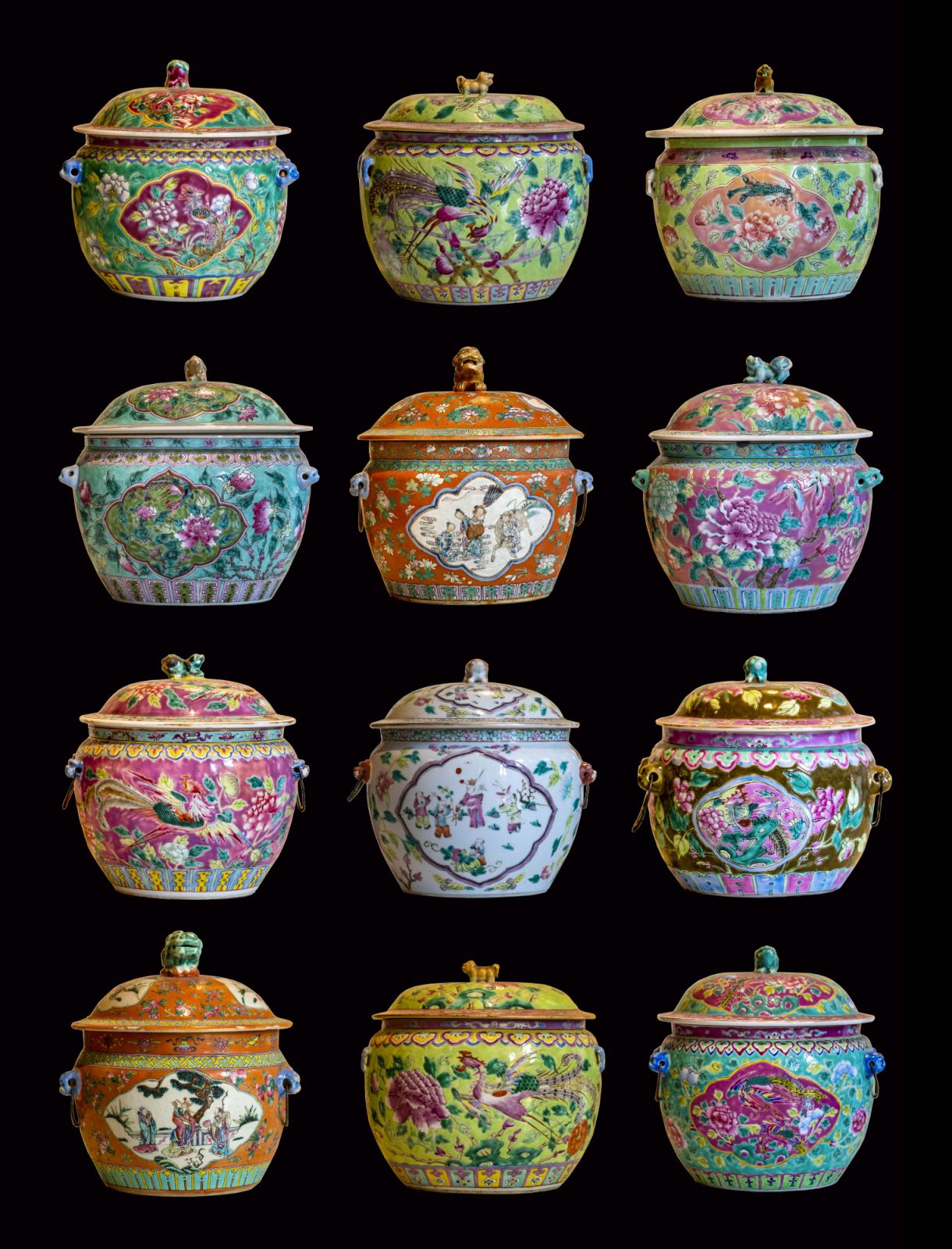 Kamchengs of every hue adorned with various auspicious motifs