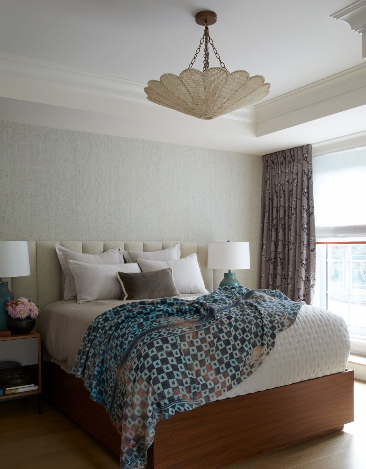 The principal suite, which pairs creams with accents of blues and terra cotta