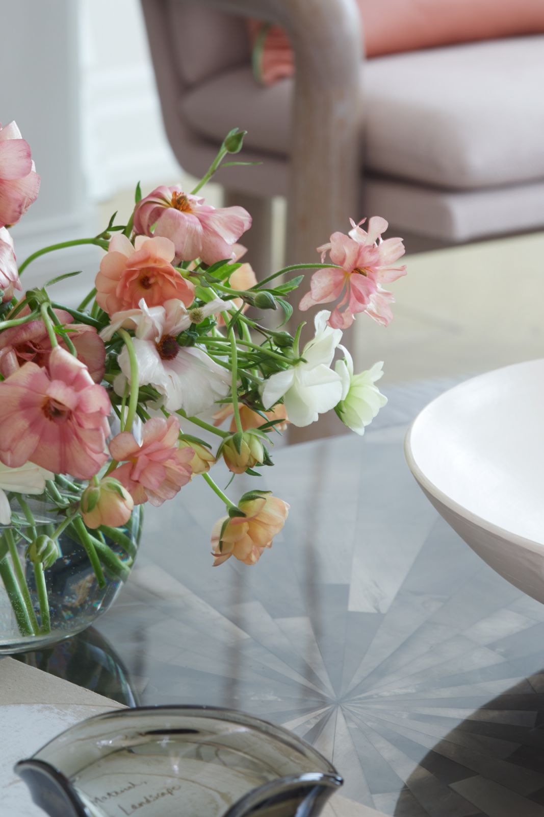 Fresh flowers on display in the living room