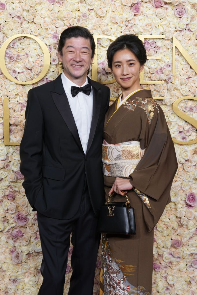 Tadanobu Asano, Nakata Kurumi during the 82nd Annual Golden Globes held at The Beverly Hilton on January 05, 2025 in Beverly Hills, California. (Photo by John Nacion/GG2025/Penske Media via Getty Images)