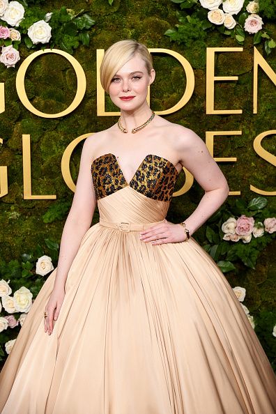 Elle Fanning during the 82nd Annual Golden Globes held at The Beverly Hilton on January 05, 2025 in Beverly Hills, California. (Photo by JC Olivera/GG2025/Penske Media via Getty Images)