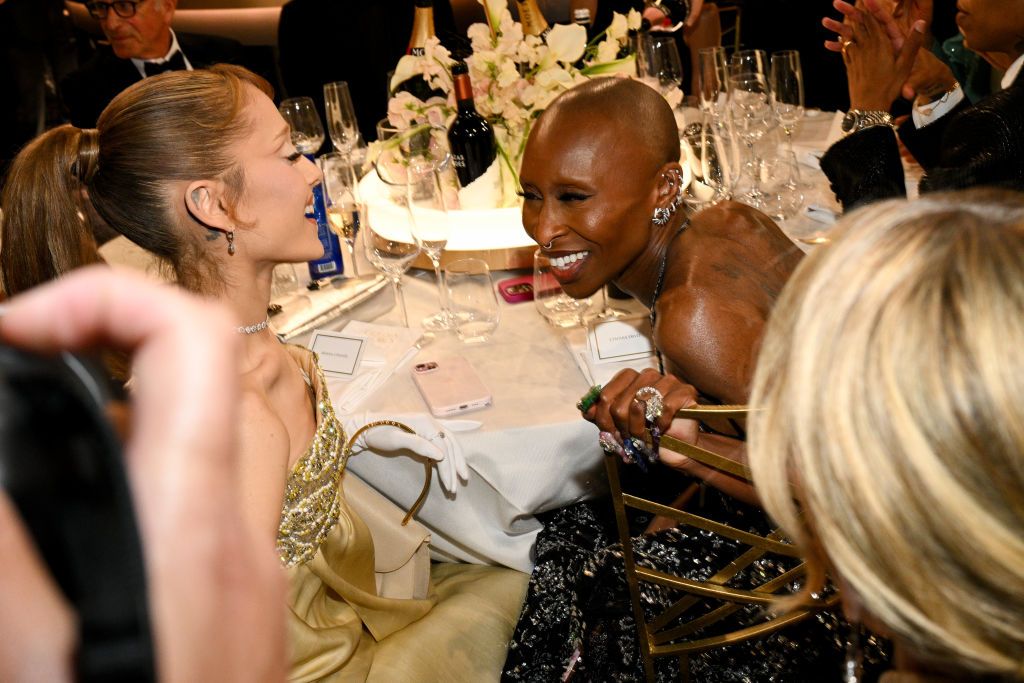 Cynthia Erivo and Ariana Grande together at the Golden Globes 2025 (Photo: Getty Images)