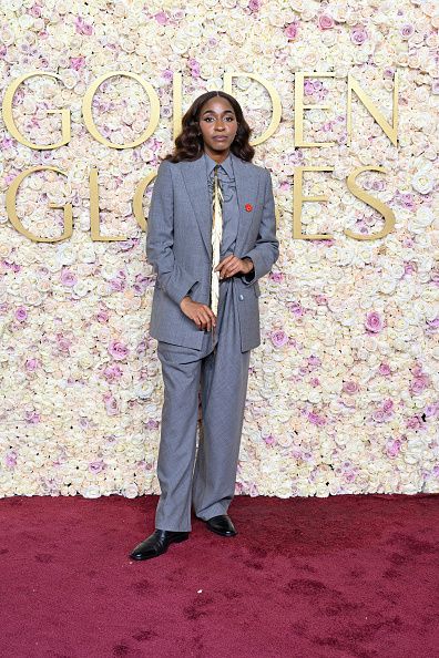 Ayo Edebiri during the 82nd Annual Golden Globes held at The Beverly Hilton on January 05, 2025 in Beverly Hills, California. (Photo by Earl Gibson III/GG2025/Penske Media via Getty Images)