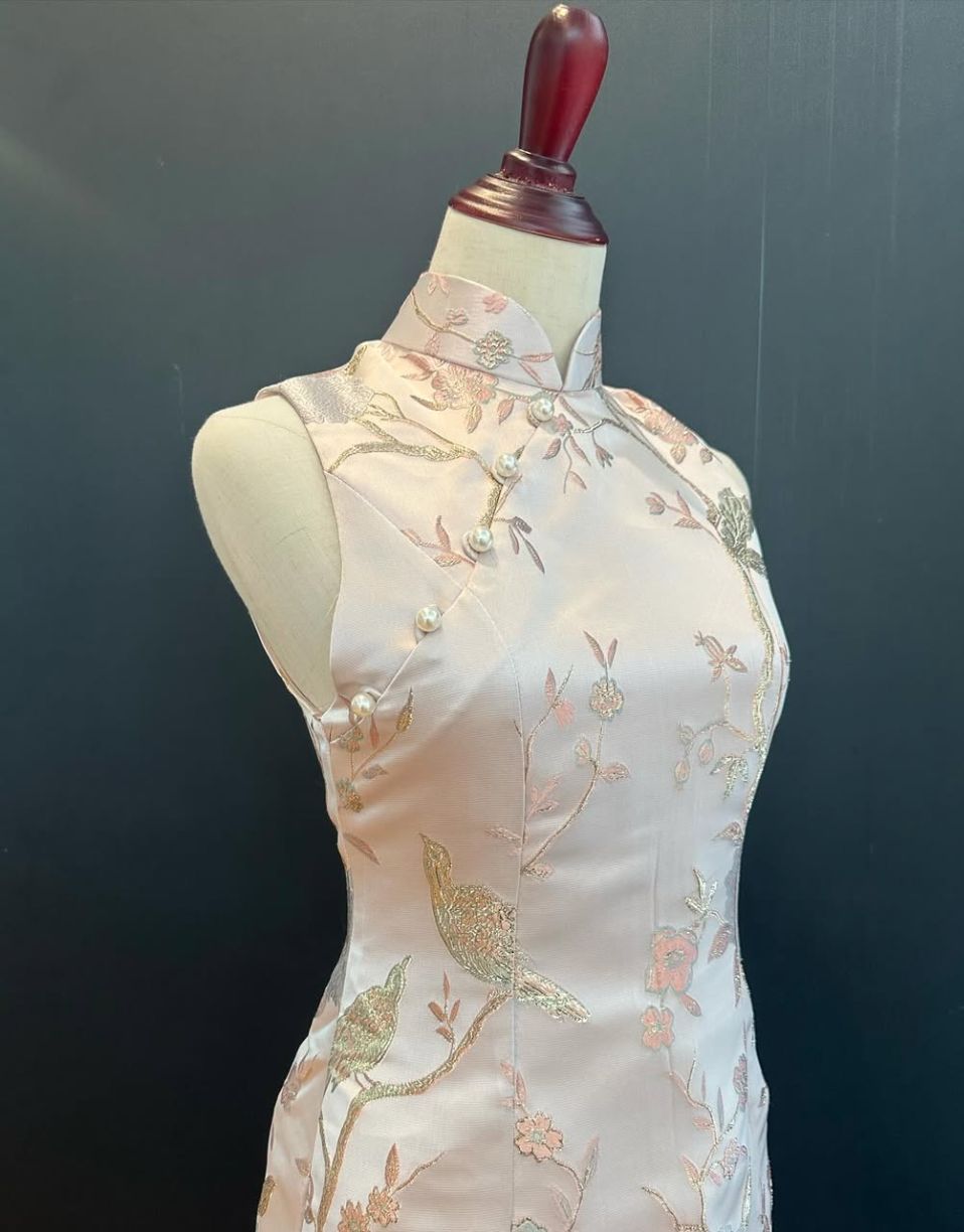 slim fit dress slacks Embroidered Overlay Kids Girl's Qipao / Cheongsam Dress
