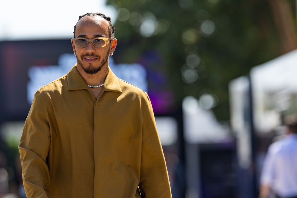 BAHRAIN, BAHRAIN - MARCH 1: Lewis Hamilton of Great Britain and Mercedes AMG enters the paddock during qualifying ahead of the F1 Grand Prix of Bahrain at Bahrain International Circuit on March 1, 2024 in Bahrain, Bahrain. (Photo by Kym Illman/Getty Images)