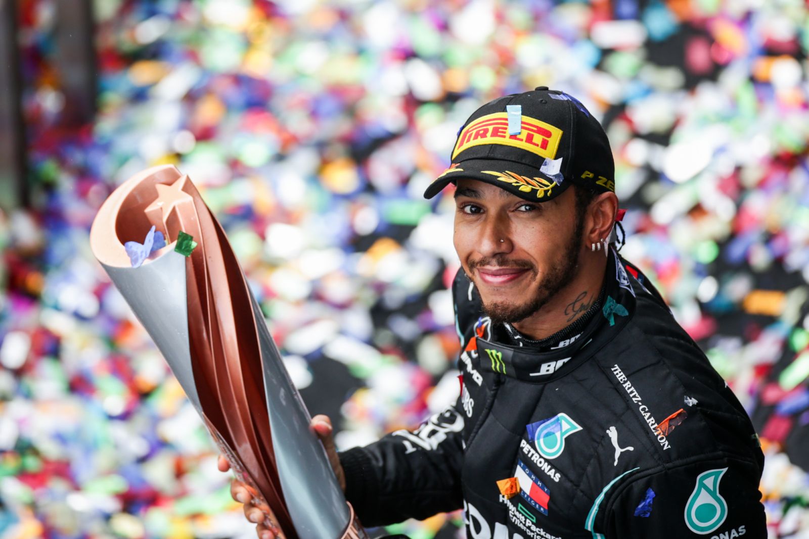 ISTANBUL, TURKEY - NOVEMBER 15: Lewis Hamilton of Mercedes and Great Britain during the F1 Grand Prix of Turkey at Intercity Istanbul Park on November 15, 2020 in Istanbul, Turkey. (Photo by Peter Fox/Getty Images)
