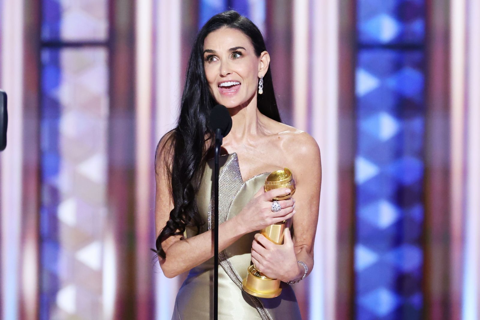 Demi Moore wins Best Performance by a Female Actor in a Motion Picture Musical or Comedy during the 82nd Annual Golden Globes (Photo: Rich Polk/GG2025/Penske Media via Getty Images)
