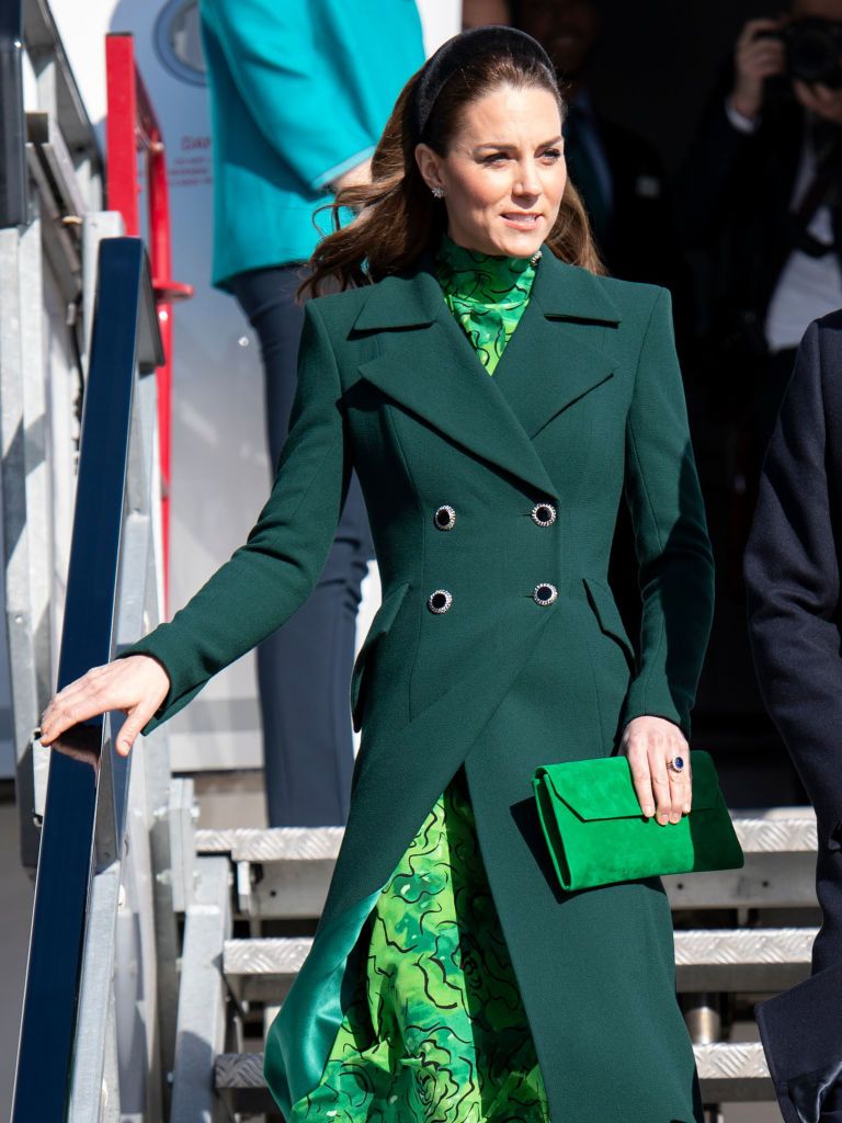 DUBLIN, IRELAND - MARCH 03: (UK OUT FOR 28 DAYS) Catherine, Duchess of Cambridge arrives at Dublin Airport on March 3, 2020 in Dublin, Ireland. (Photo by Tim Rooke/Pool/Samir Hussein/WireImage)