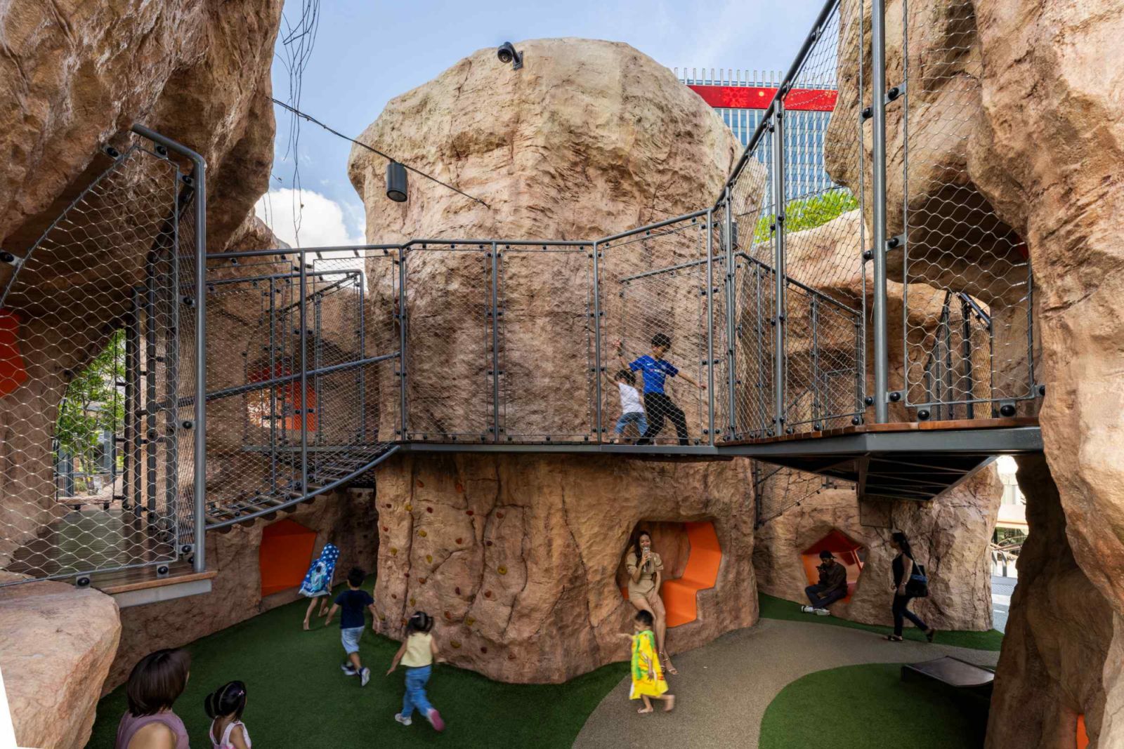 Children having fun in the designated play area