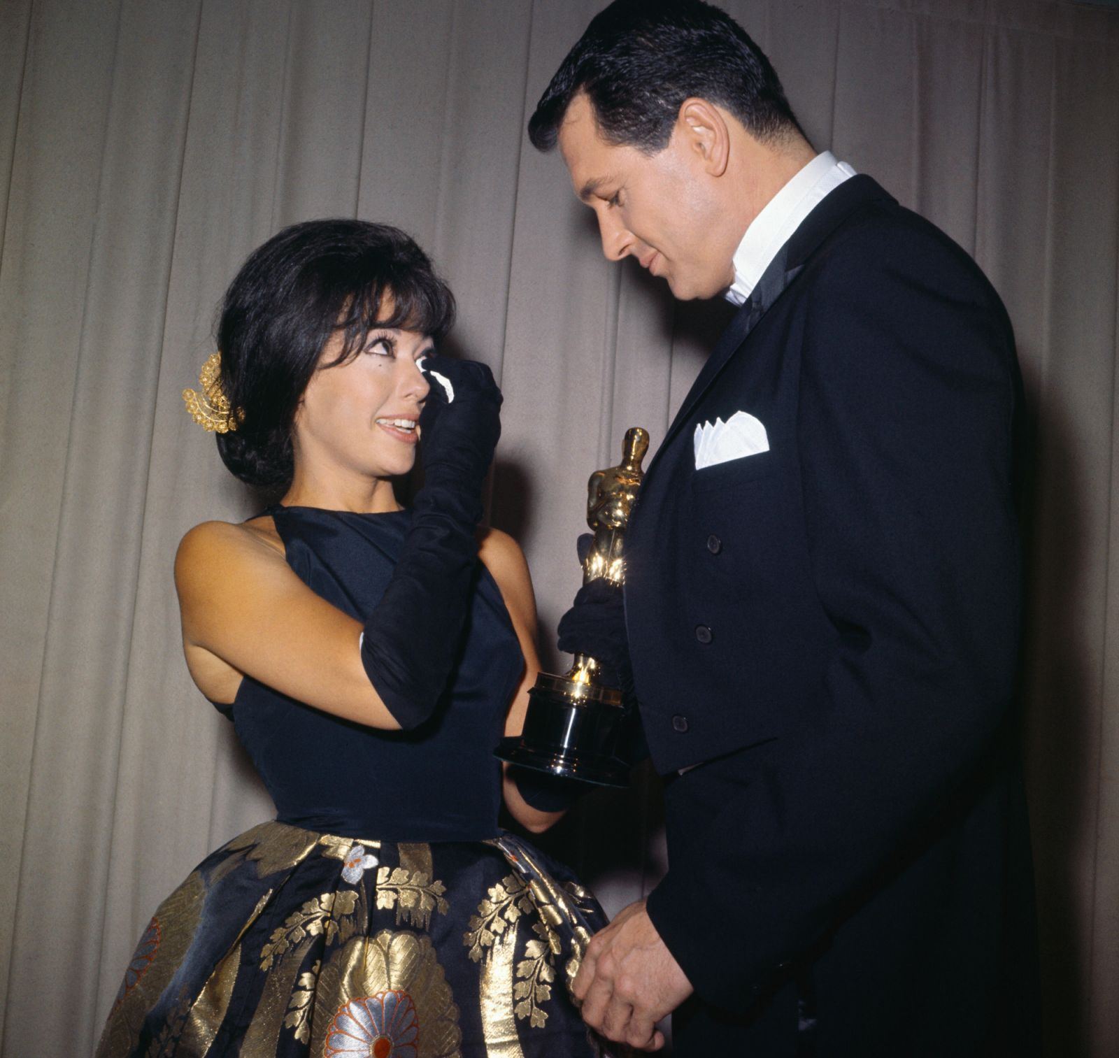 Rita Moreno tearfully accepts her Oscar for best supporting actress for her role in the 1961 film West Side Story at the 34th Academy Awards (Photo: Getty Images)