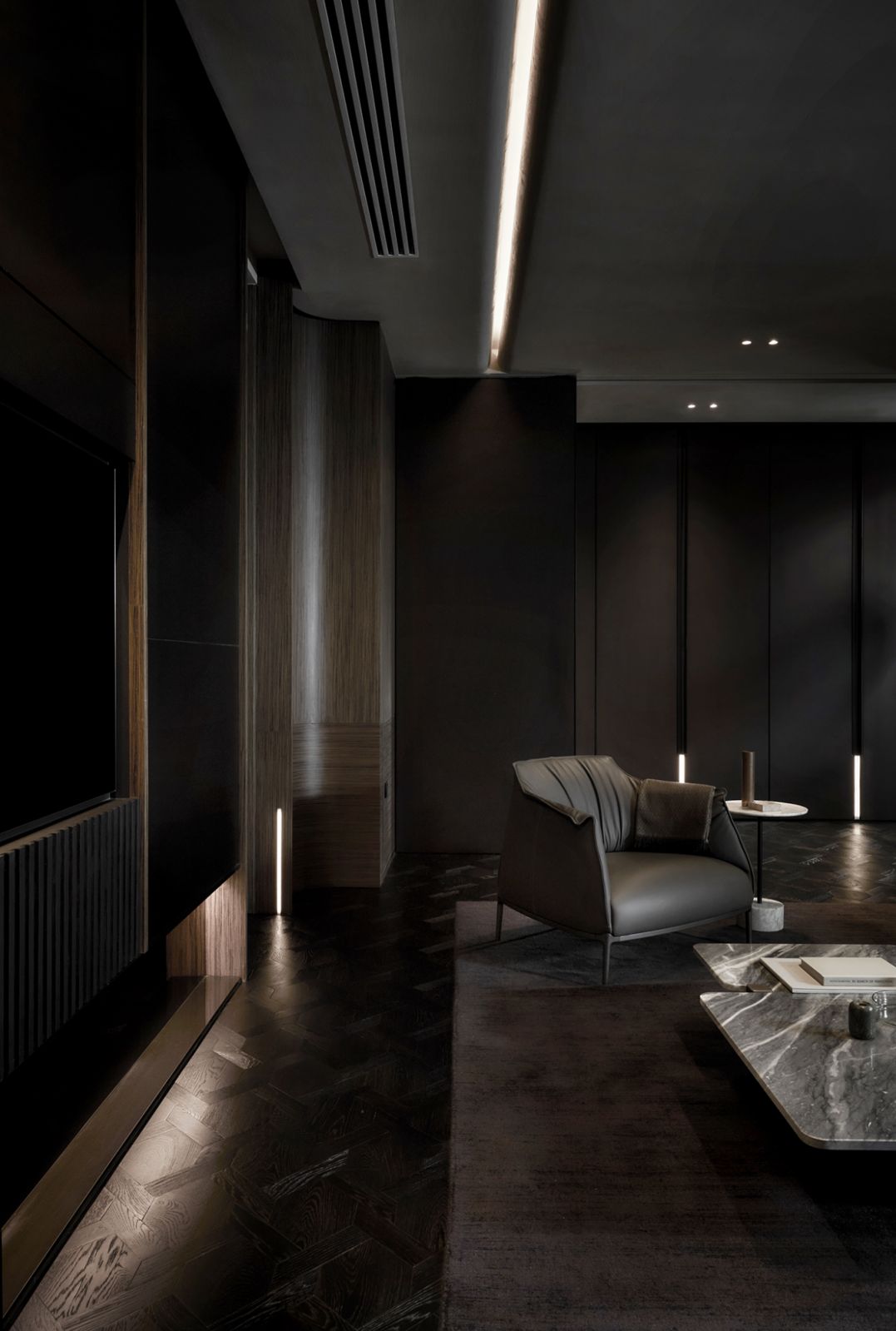The sheen of leather and gloss of the marble speak of the quality of the interior