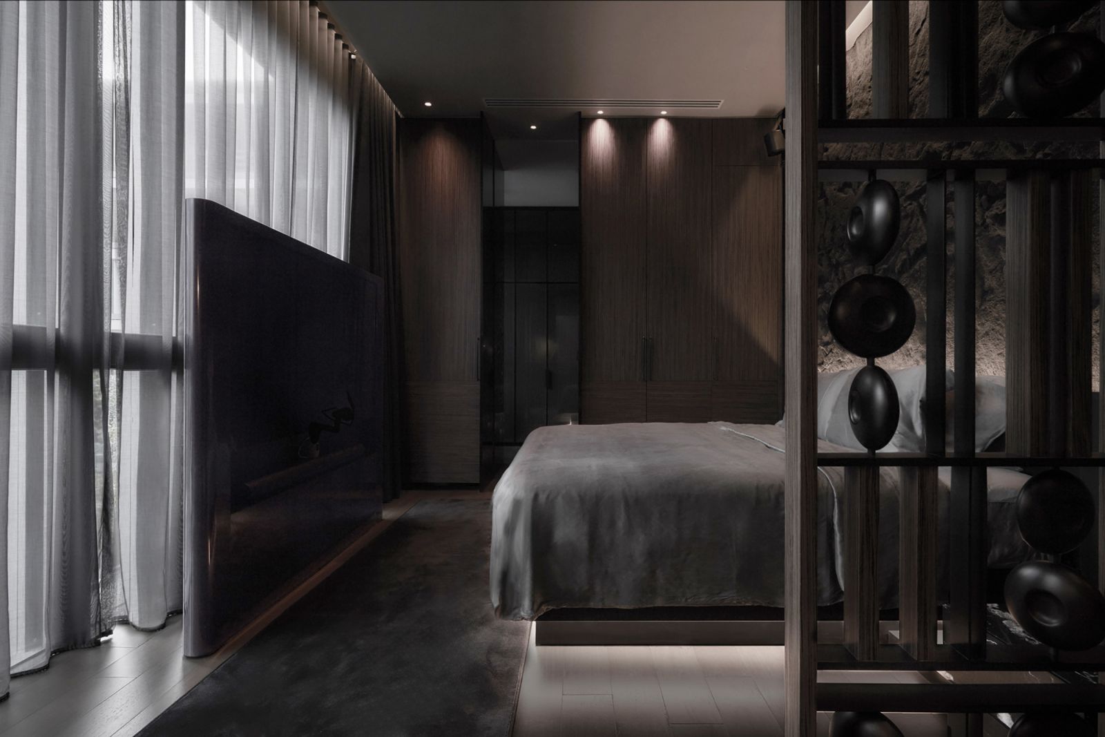 The bedroom is a hushed, tranquil space that promotes rest and relaxation