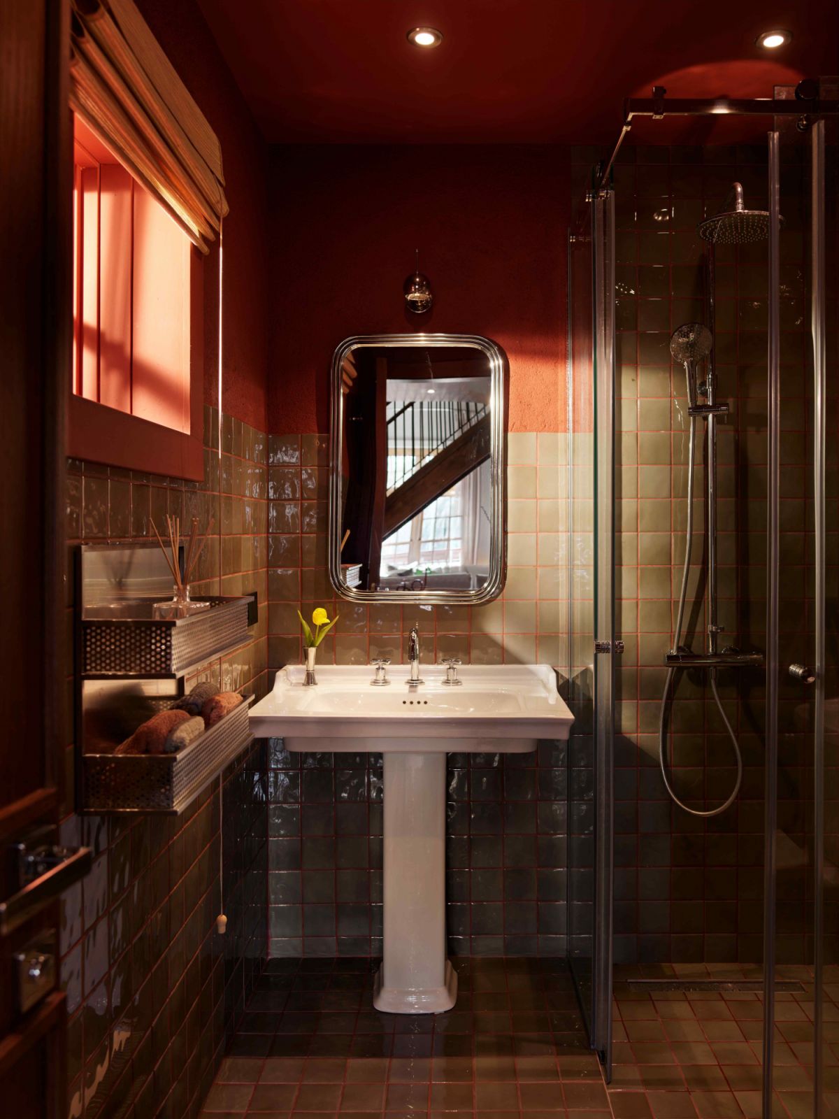 The bathroom with custom-designed fittings