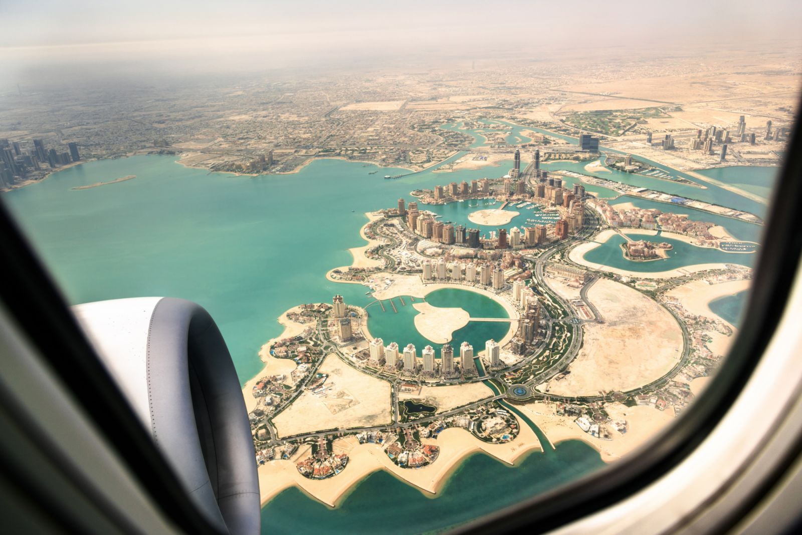 Doha aerial view from the airplane
