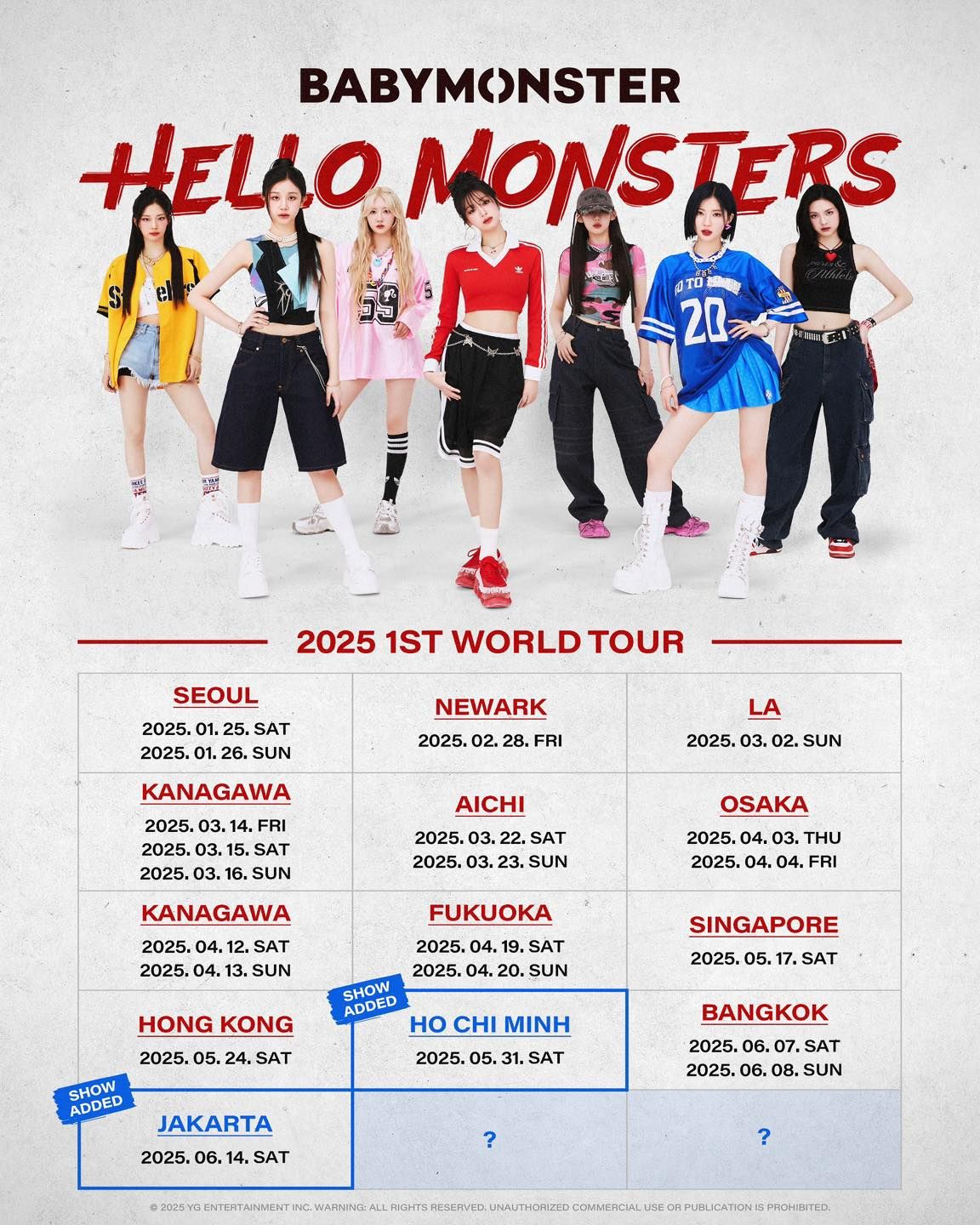 Babymonsters’ ‘Hello Monsters’ world tour dates and locations (Photo: YG Entertainment)