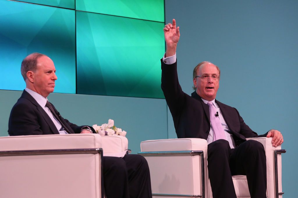 NEW YORK, NY - FEBRUARY 08: Editor in Chief Yahoo Finance Andy Serwer and Larry Fink speak on stage at the Yahoo Finance All Markets Summit on February 8, 2017 in New York City. (Photo by Rob Kim/Getty Images for Yahoo Finance)