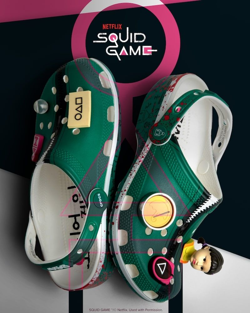 Crocs’ Squid Game take on its classic clogs didn’t shy away from the series’ gore (Photo: Crocs)