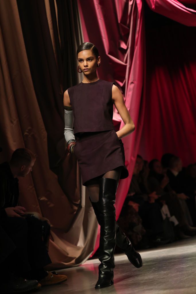 MILAN, ITALY - FEBRUARY 21: A model walks the runway at the Fendi fashion show during the Milan Fashion Week Womenswear Fall/Winter 2024-2025 on February 21, 2024 in Milan, Italy. (Photo by Jacopo Raule/Getty Images)