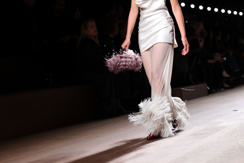 MILAN, ITALY - FEBRUARY 24: A model, fashion detail, walks the runway at the Ferragamo fashion show during the Milan Fashion Week Womenswear Fall/Winter 2024-2025 on February 24, 2024 in Milan, Italy. (Photo by Jacopo Raule/Getty Images)