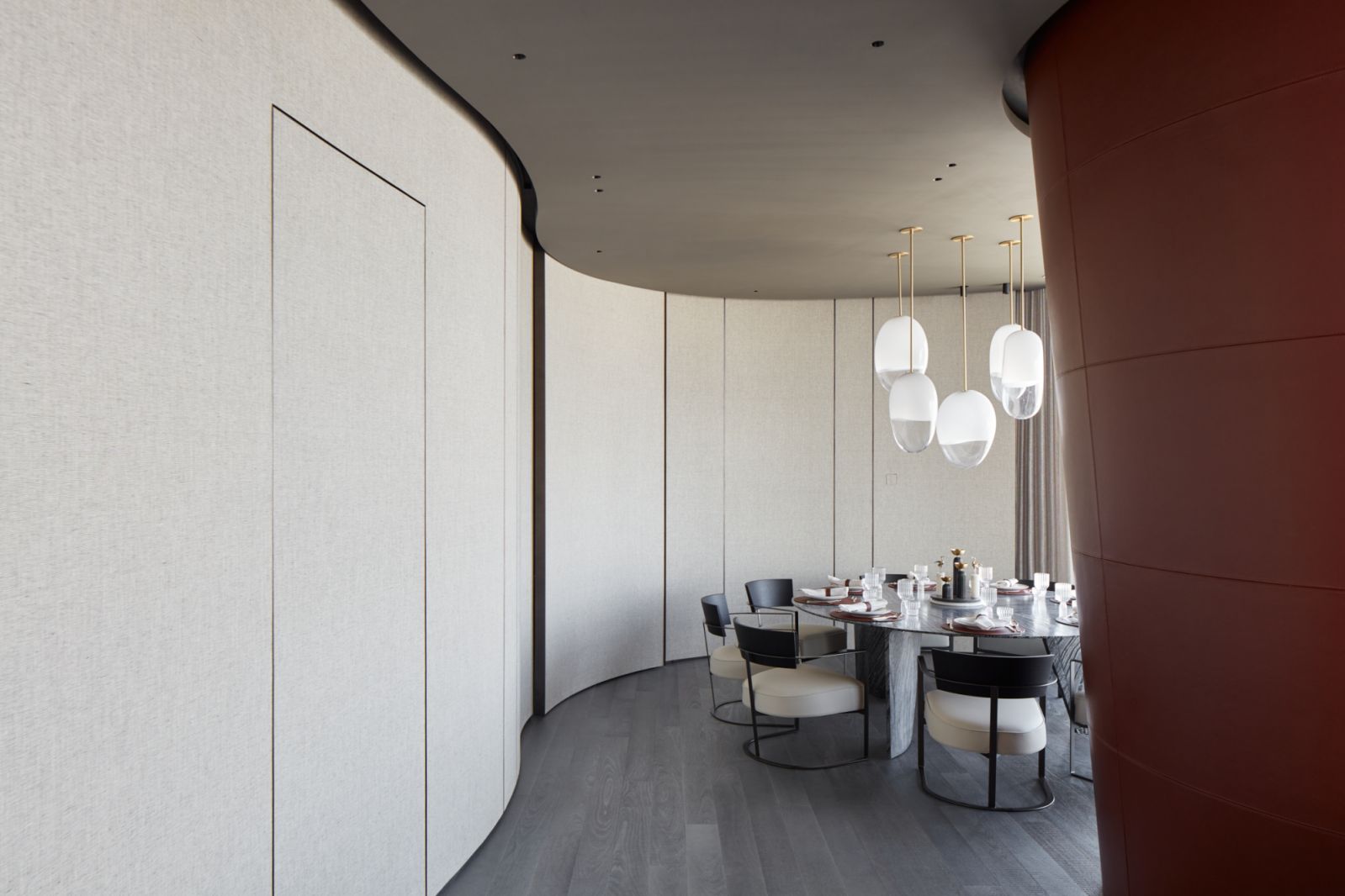 A glimpse of the dining room, where the homeowners entertain guests in a welcoming environment