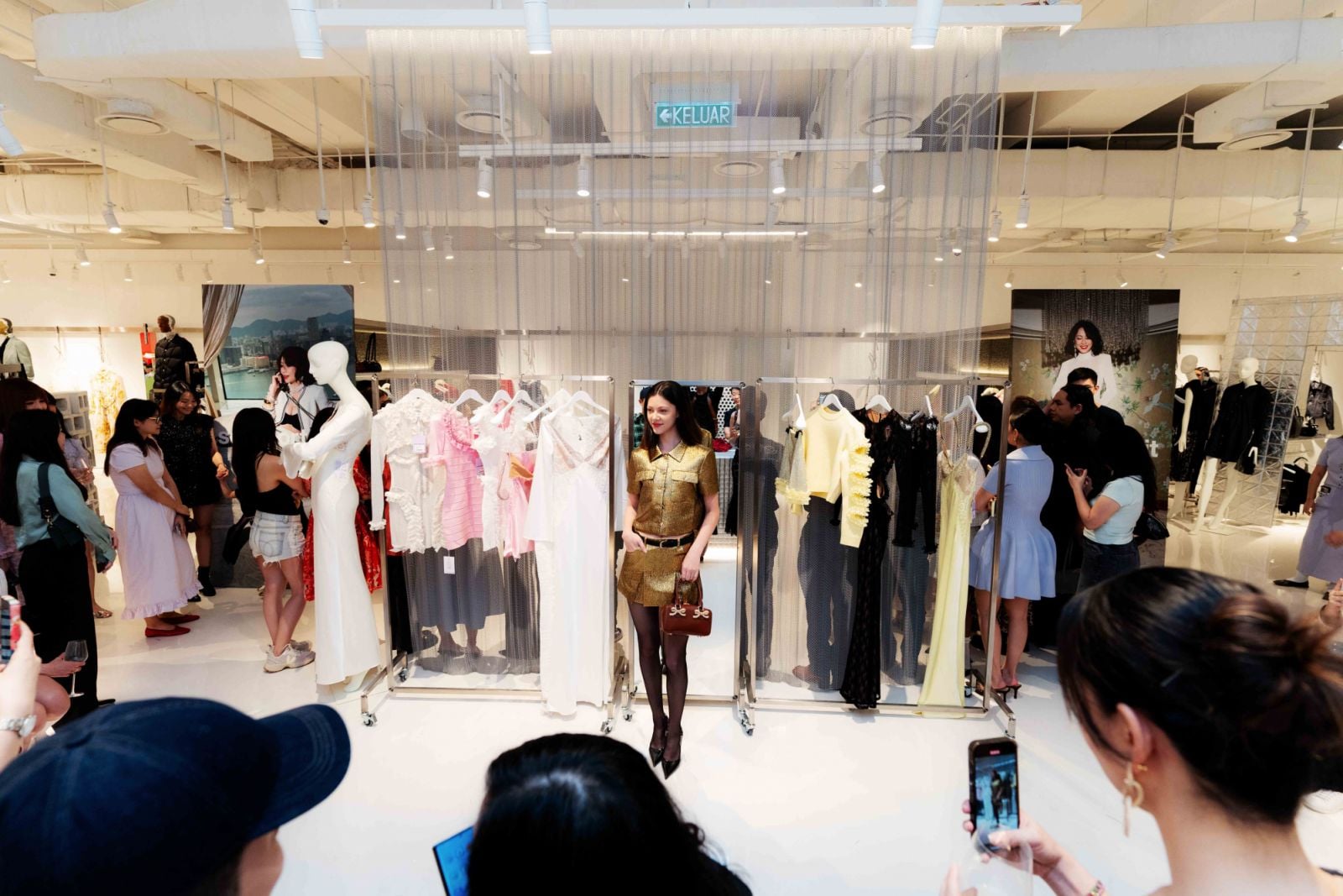 Fashion show with model wearing gold Self-Portrait co-ords