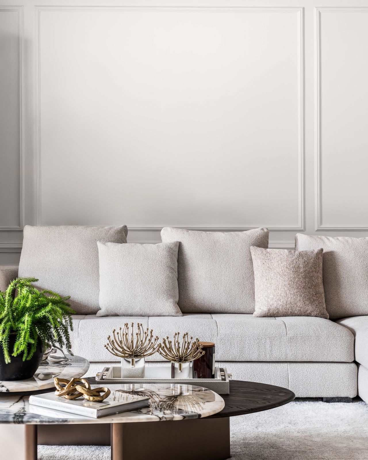 Details of the living room sofa, where the homeowners lounge after a long day
