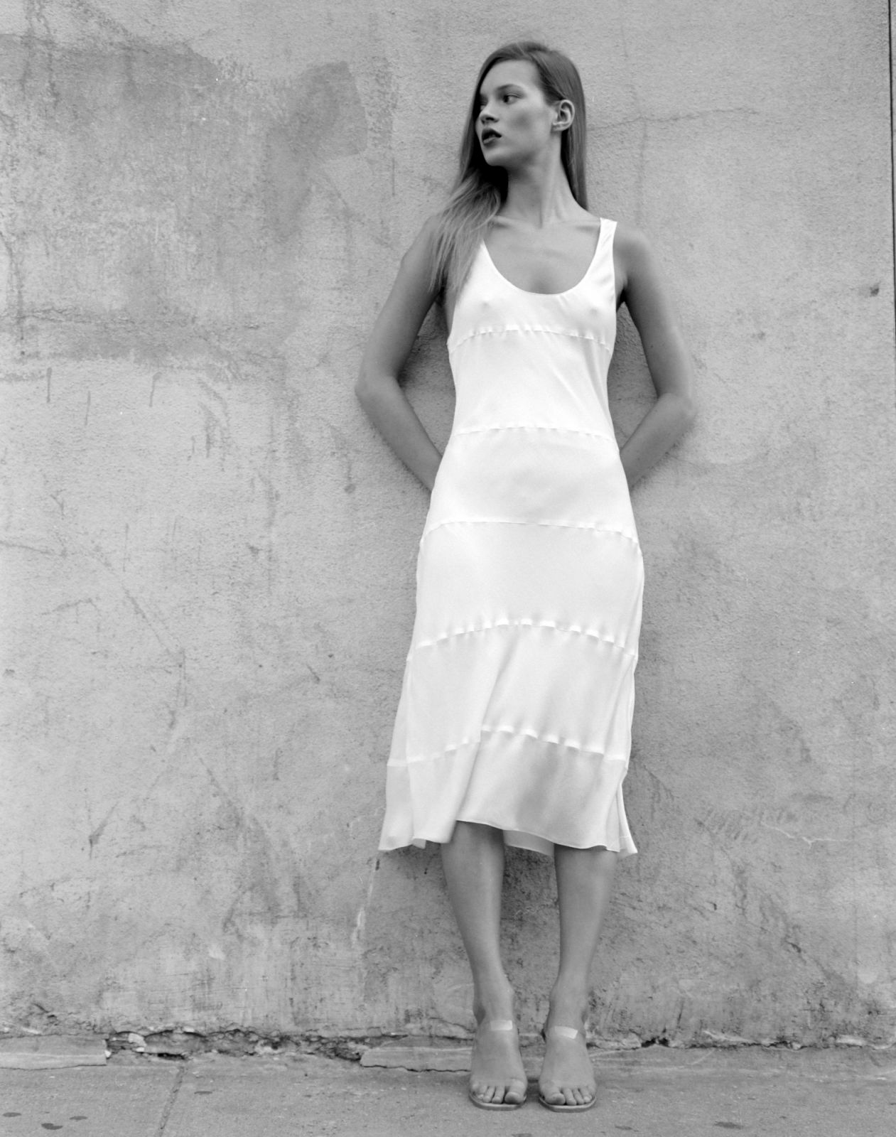 Calvin Klein's bias-cut seamed slip dress modeled by muse Kate Moss (Photo: Getty Images)