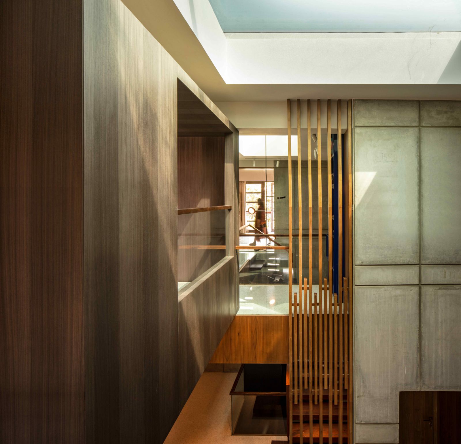 Twin skylights bathe the entrance lobby with natural light