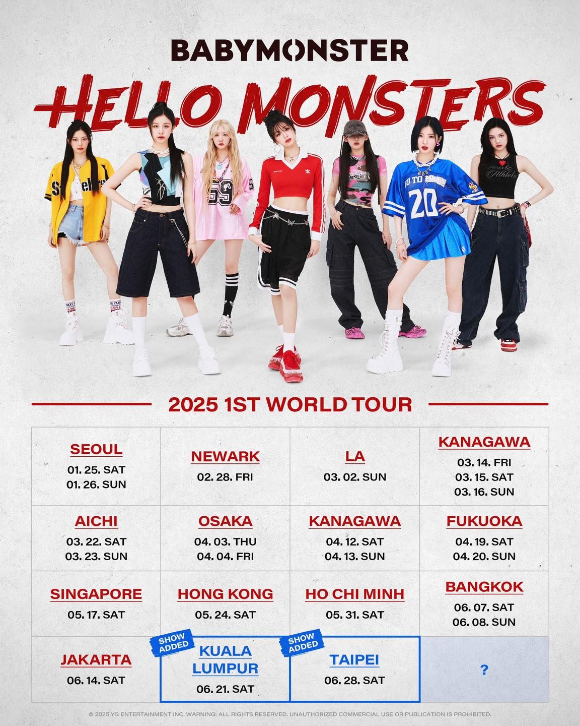 Babymonsters’ ‘Hello Monsters’ world tour dates and locations (Photo: YG Entertainment)