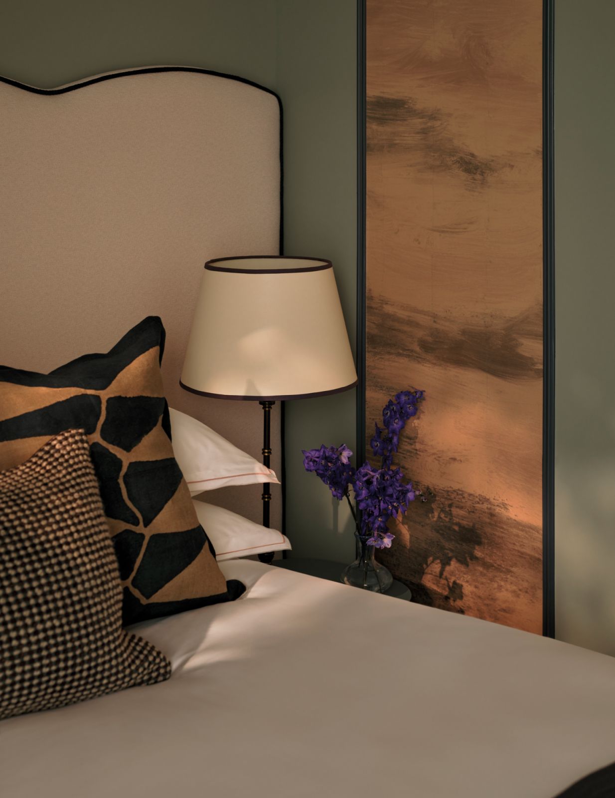 Wang’s design sensibilities transform this snug corner into a captivating vignette, rich with layered textures