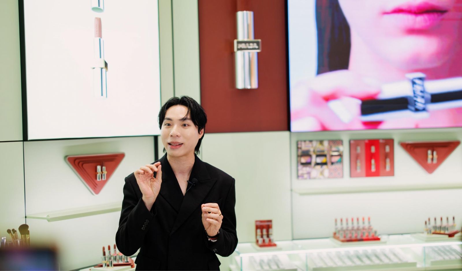 Makeup artist Shiyo Joo at the Prada Beauty boutique