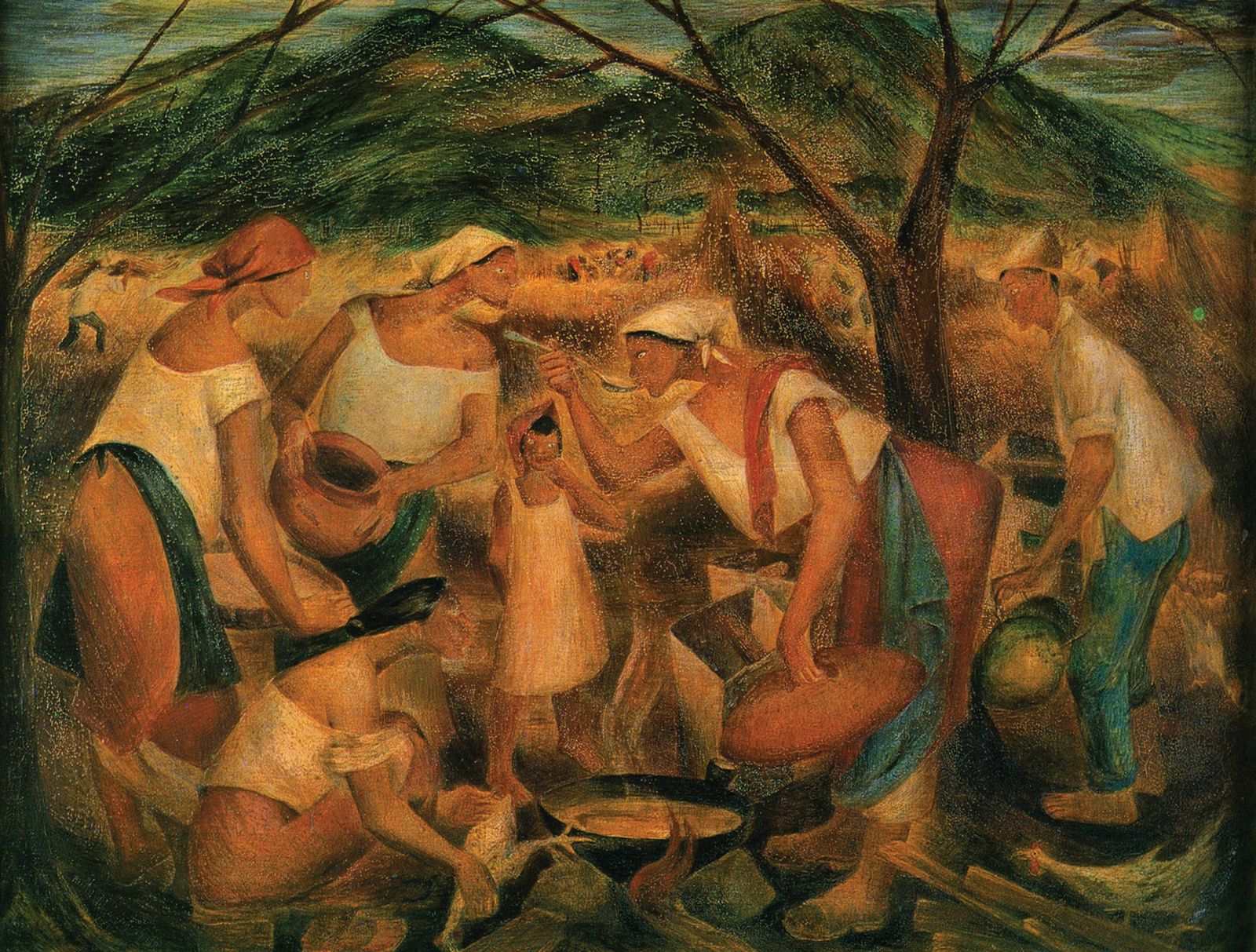 Anita Magsaysay-
Ho, ‘Mga Tagapagluto’
[The Cooks], egg
tempera, 1952 (Photo: Courtesy of the Metropolitan Museum of Manila)