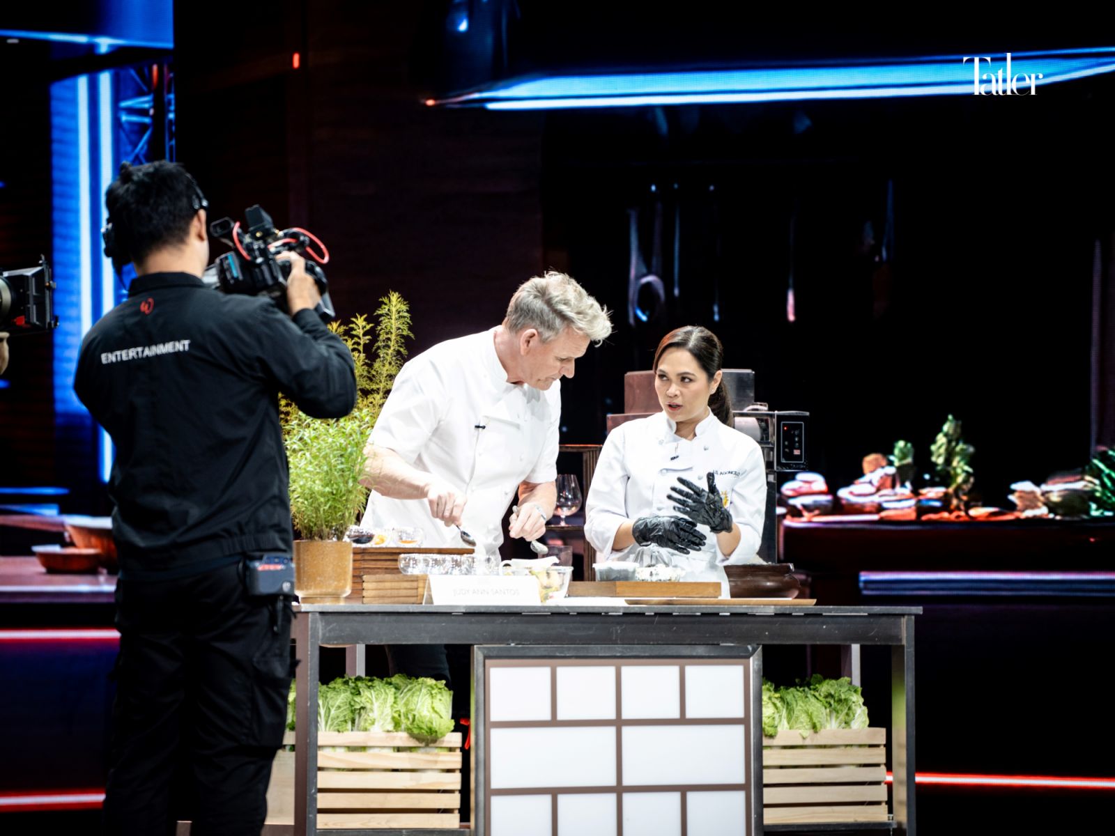 Chef Gordon Ramsay and Chef Judy Ann Santos during the Halo-halo prep
