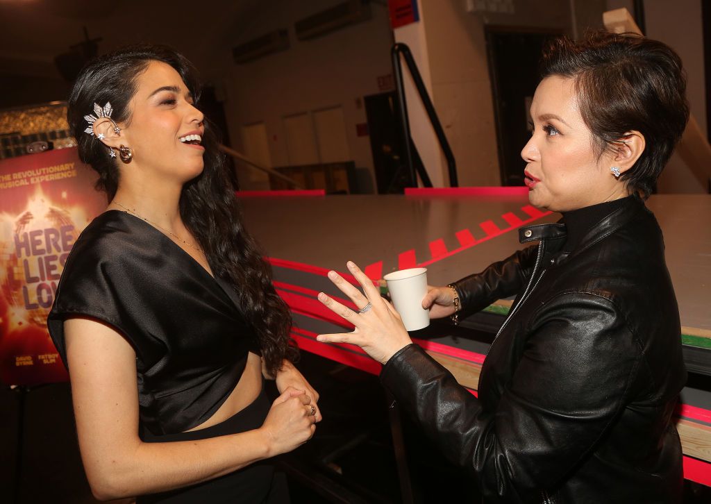Arielle Jacobs and Lea Salonga chat at a meet & greet for the upcoming Broadway musical "Here Lies Love" at Rehearsal Room at The Church of St. Paul the Apostle on May 9, 2023 in New York City. (Photo: Getty Images)
