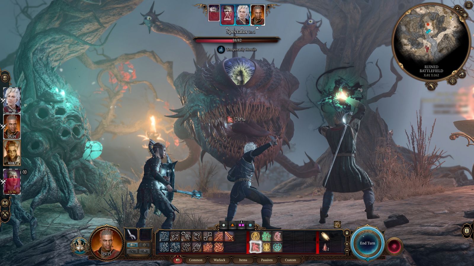 A full party fighting a Spectator in 'Baldur's Gate 3' (Photo: Larian Studios/Steam)